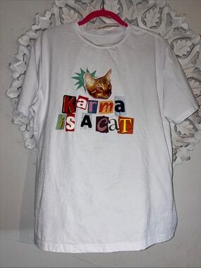 Karma is a Cat Graphic Tee - White